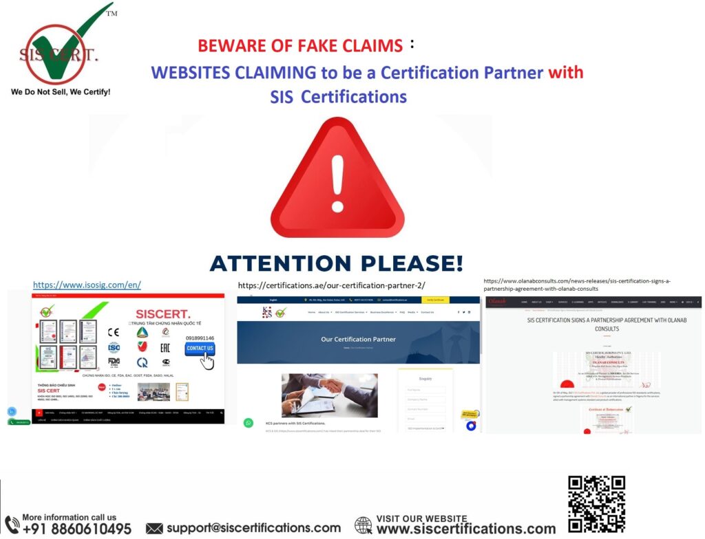 Beware of Fake Claims: Websites Claiming to be a Certification Partner with SIS Certifications